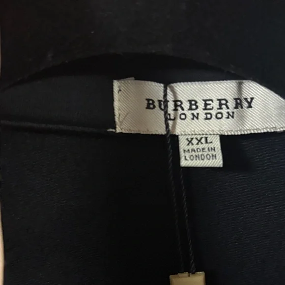 Burberry Black cotton blend track Jacket with Plaid XXL size 20 “pit to pit - Picture 5 of 14